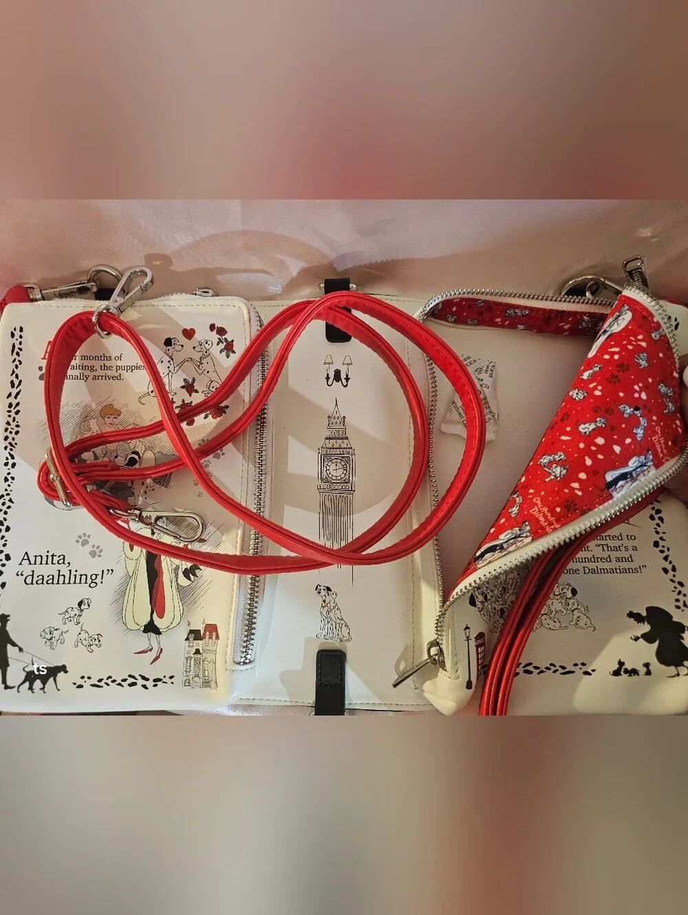 Loungefly Disney One Hundred and One Dalmatians Black, White & Red Crossbody NWT